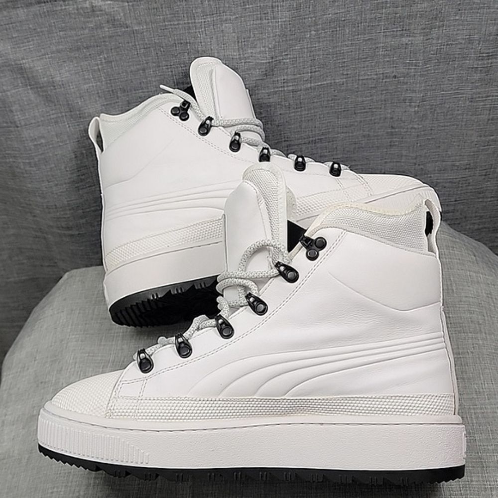 Puma The Ren Men"s Boot White Leather Sneaker Boot High Top Size 9